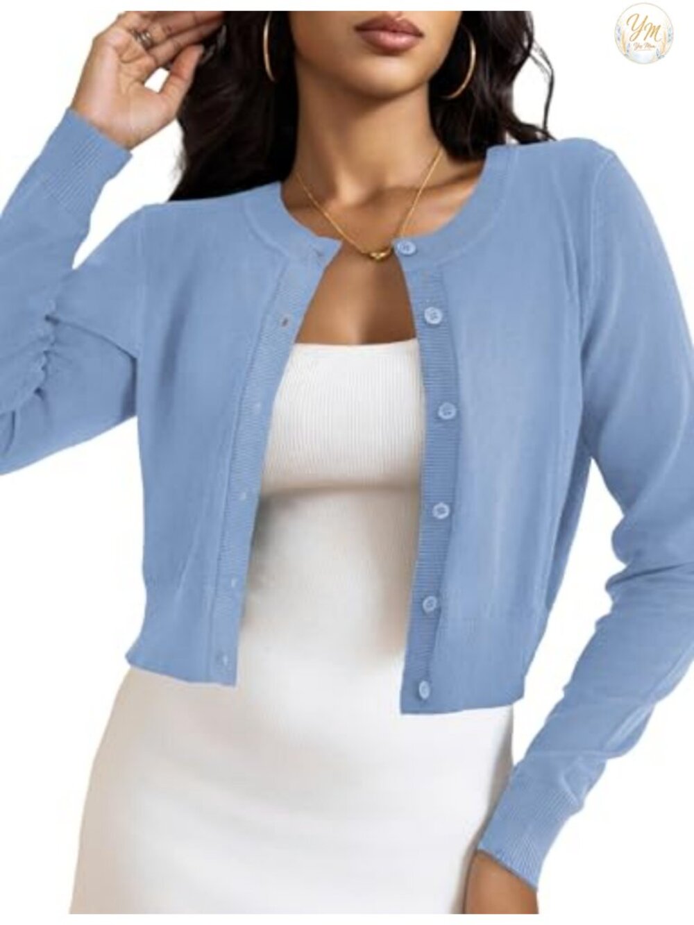 Women's Cropped Cardigan Bolero Shrug Button Down Long Sleeve Knit Sweater